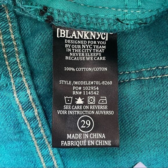 NWT Blank NYC Vintage High-Rise Blue Green Distressed Shorts - Picture 7 of 13